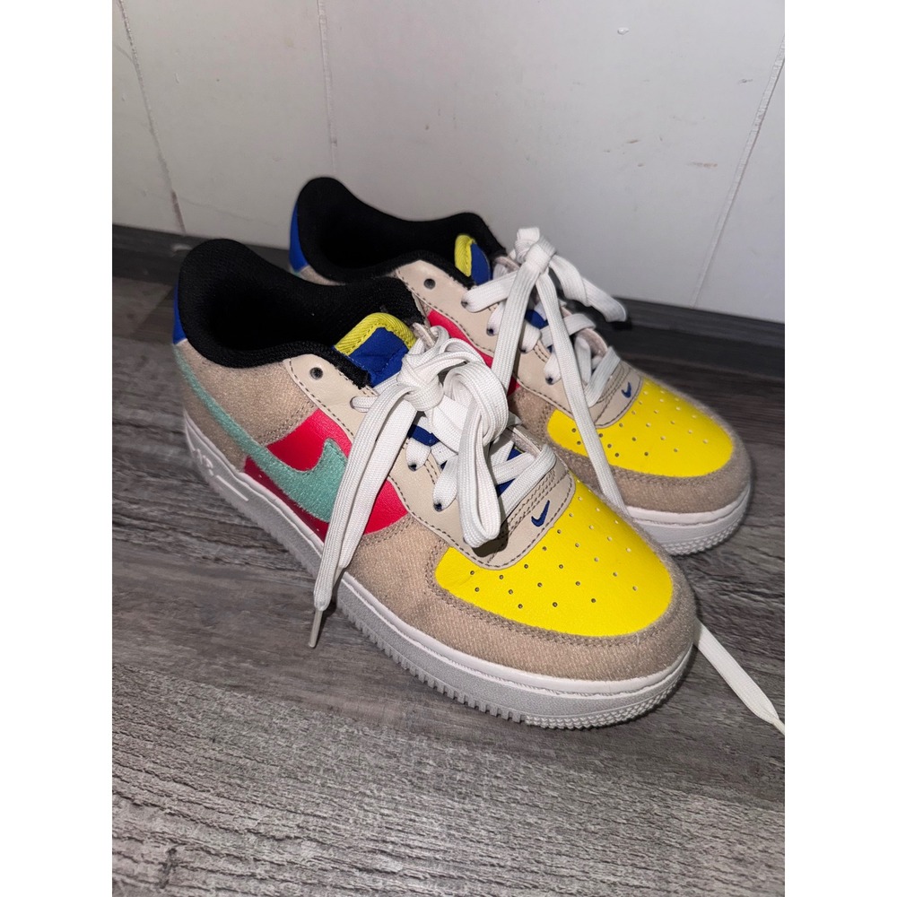 Nike Air Force 1 Low GS Multicolor Suede Leather Sneakers FN7818-100 3.5Y